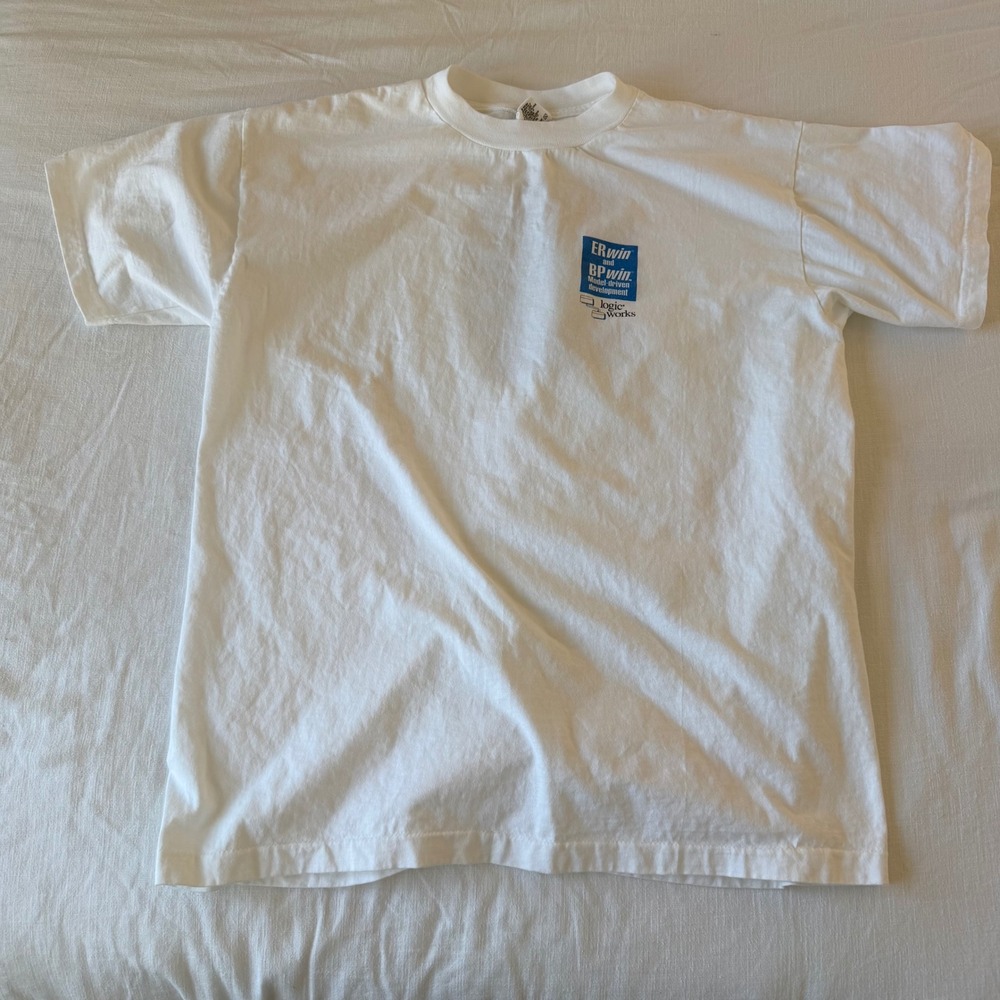 Vintage 90s Tech Silicon Valley Promo T-Shirt White XL Distressed - Picture 6 of 8